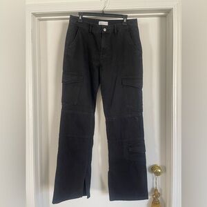 Zara Black Denim Cargo Pant. Oversized. Low rise.